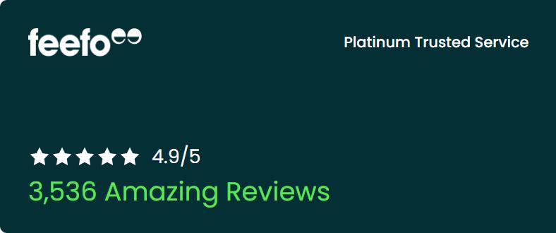 Feefo Platinum Trusted Service, 4.9 out of 5, 3,536 reviews